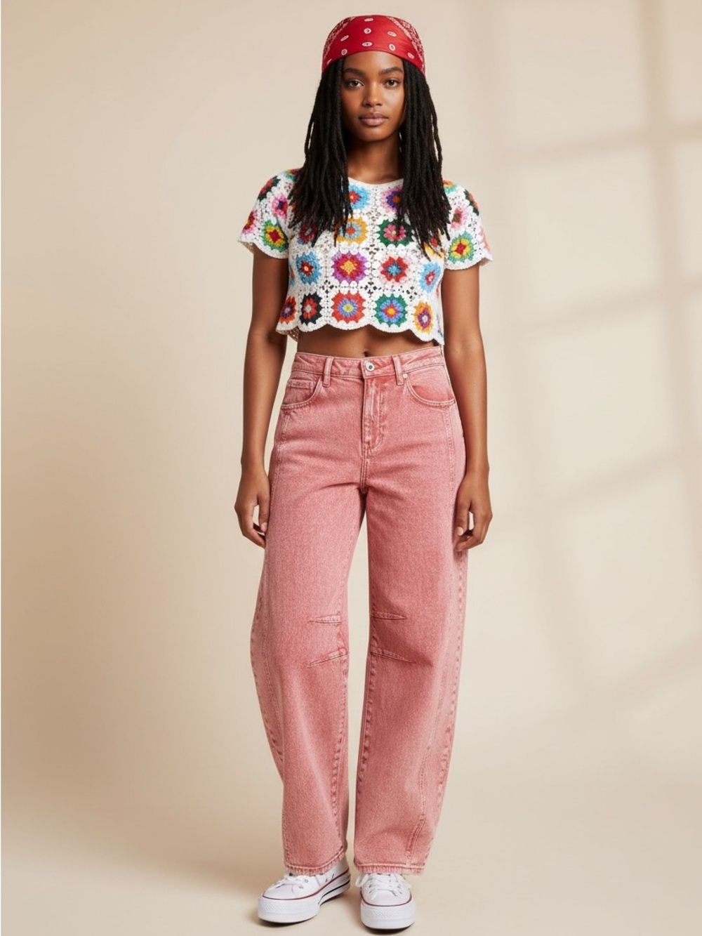 Risen Jeans Taffy/Azari Pink Mineral Wash Barrel Leg Jeans Womens 29